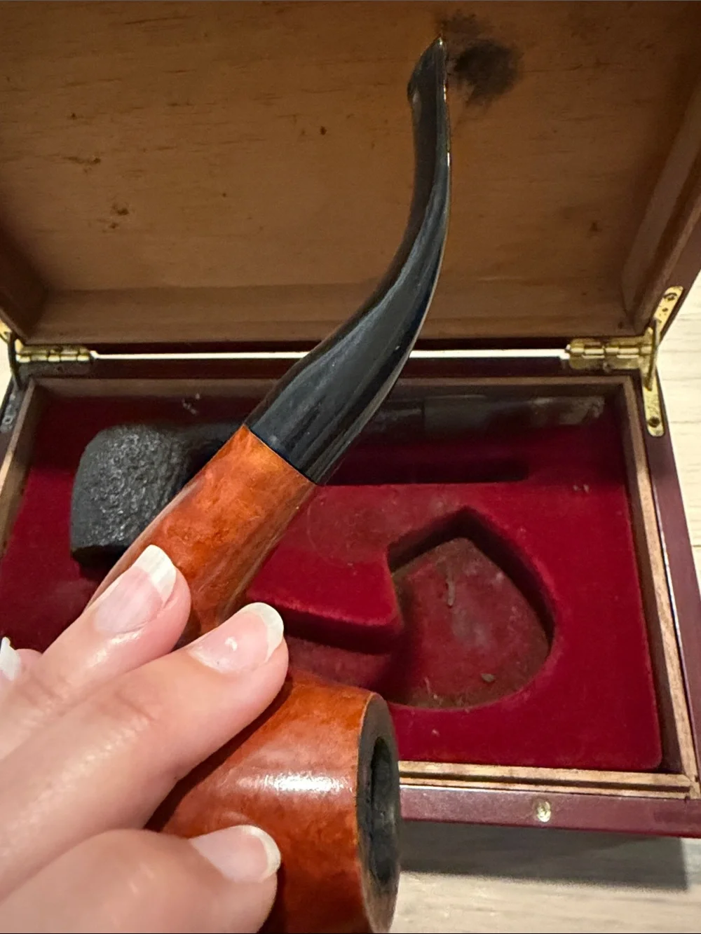 Vintage Aldo Velani Classic Men's Smoking Pipes Gift Set - Brown & Black